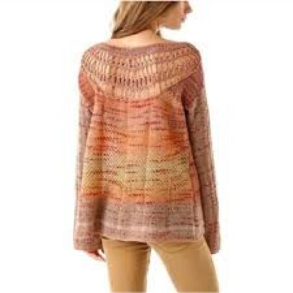 Free People Sweater Multicolor Mohair Blend Crochet Back Bell Sleeve Sz S - Picture 2 of 6